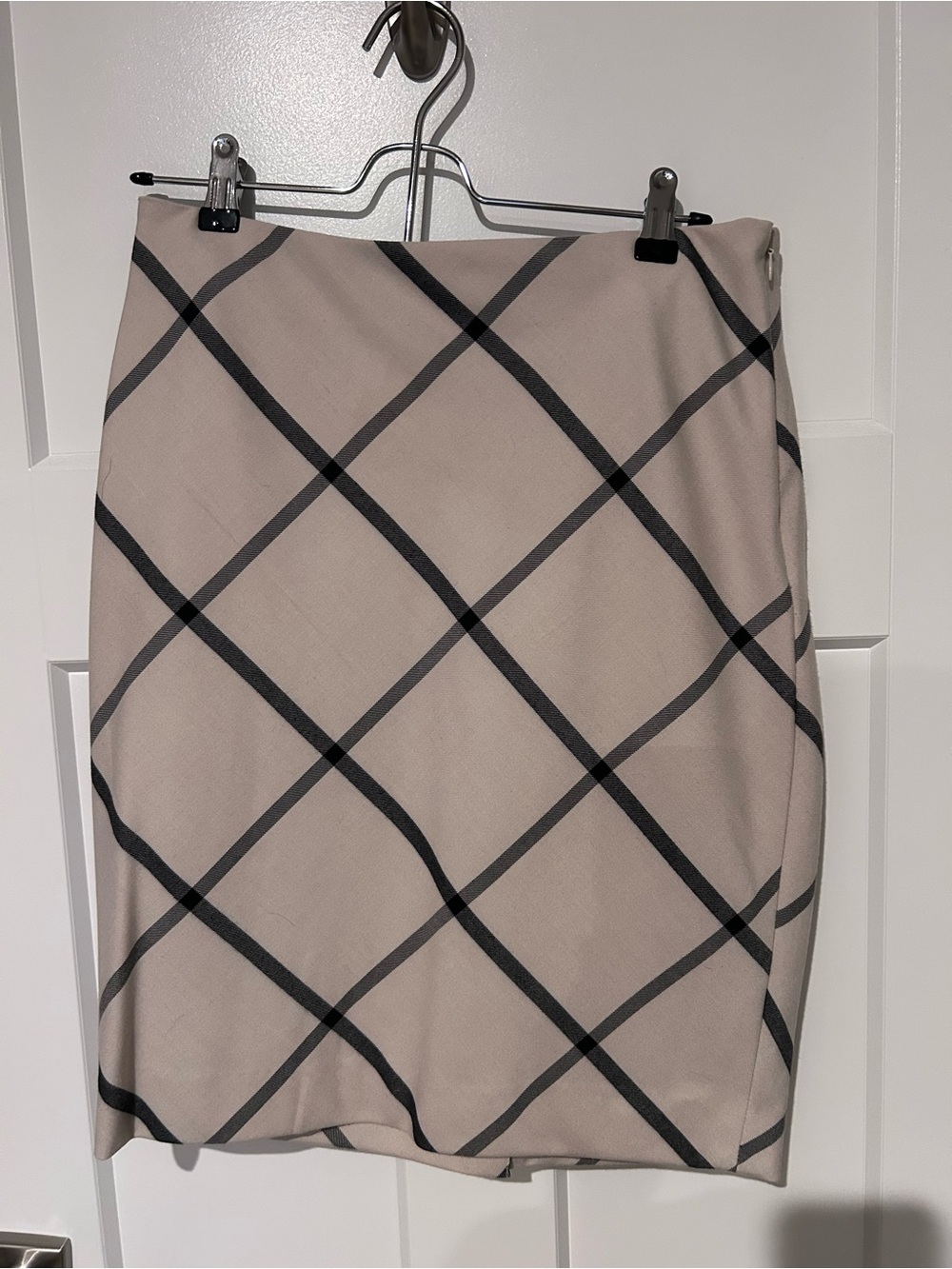 The Limited Beige and Black Windowpane Pencil Skirt